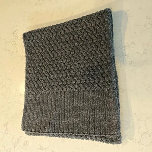 Zara Man Stylish Knit Scarf w Rib Trim Made in Turkey Charcoal Grey Sz M NWOT